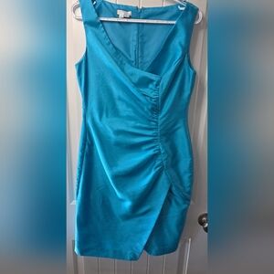 London Times Teal Rusched Dress High Quality Lined Size 10 ♥️